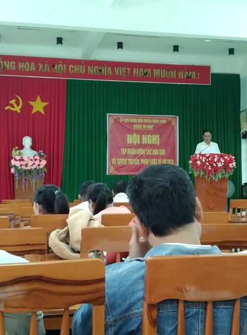 Phòng Tư pháp tổ chức Hội nghị tập huấn nghiệp vụ hòa giải ở cơ sở tại xã Long Sơn