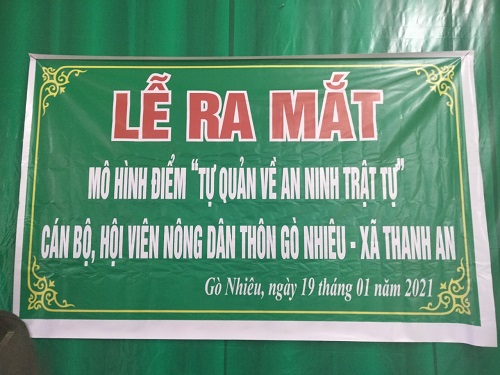 Ra mắt mô hình “Tự quản về an ninh trật tự” của cán bộ, hội viên Nông dân thôn Gò Nhiêu, xã Thanh An
