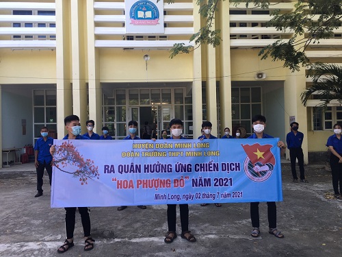 Minh Long: Đoàn trường THPT tổ chức ra quân hưởng ứng chiến dịch Hoa phượng đỏ năm 2021