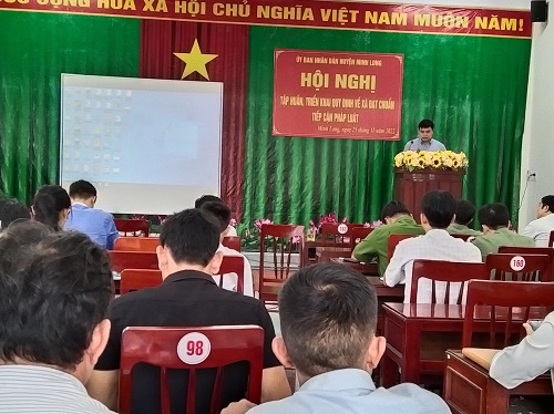 UBND huyện Minh Long tổ chức Hội nghị tập huấn, triển khai quy định về xã đạt chuẩn tiếp cận pháp luật năm 2022