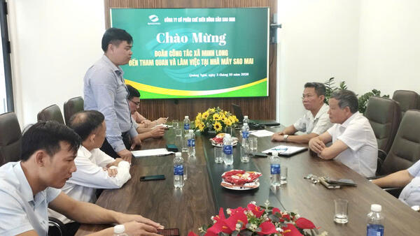 XÃ MINH LONG LÀM VIỆC VỚI CÔNG TY CỔ PHẦN CHẾ BIẾN NÔNG SẢN SAO MAI VỀ PHÁT TRIỂN CHUỖI LIÊN KẾT NÔNG NGHIỆP